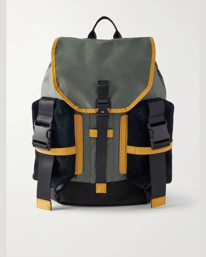 MASTER PIECE Leather and Suede-Trimmed CORDURA® Backpack Multi