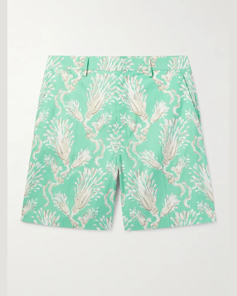 Valentino Garavani Metamorphos gerade geschnittene Shorts aus bedruckter Baumwollpopeline Blau