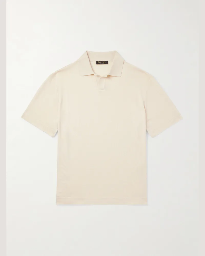 Loro Piana Valpiana Polohemd aus einer Seiden-Baumwollmischung Neutral