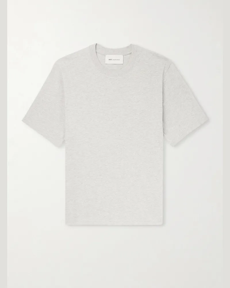 AMI Paris T-Shirt aus Baumwoll-Jersey mit Logostickerei Grau