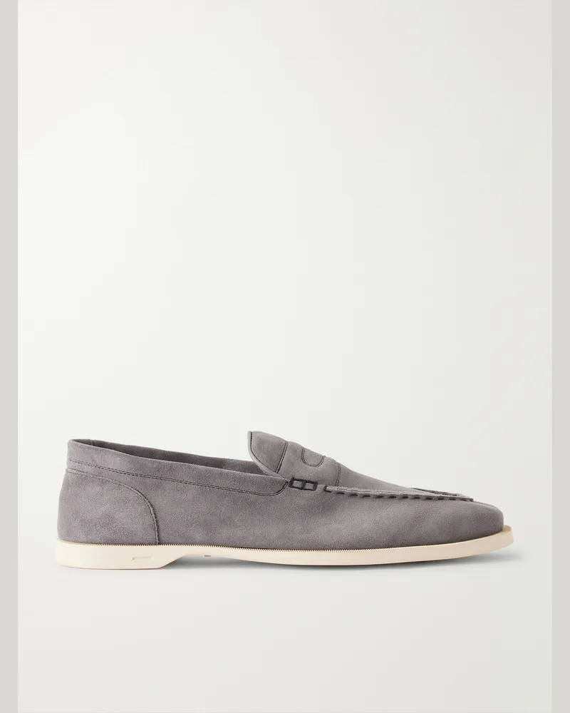 John Lobb Pace Suede Loafers Gray