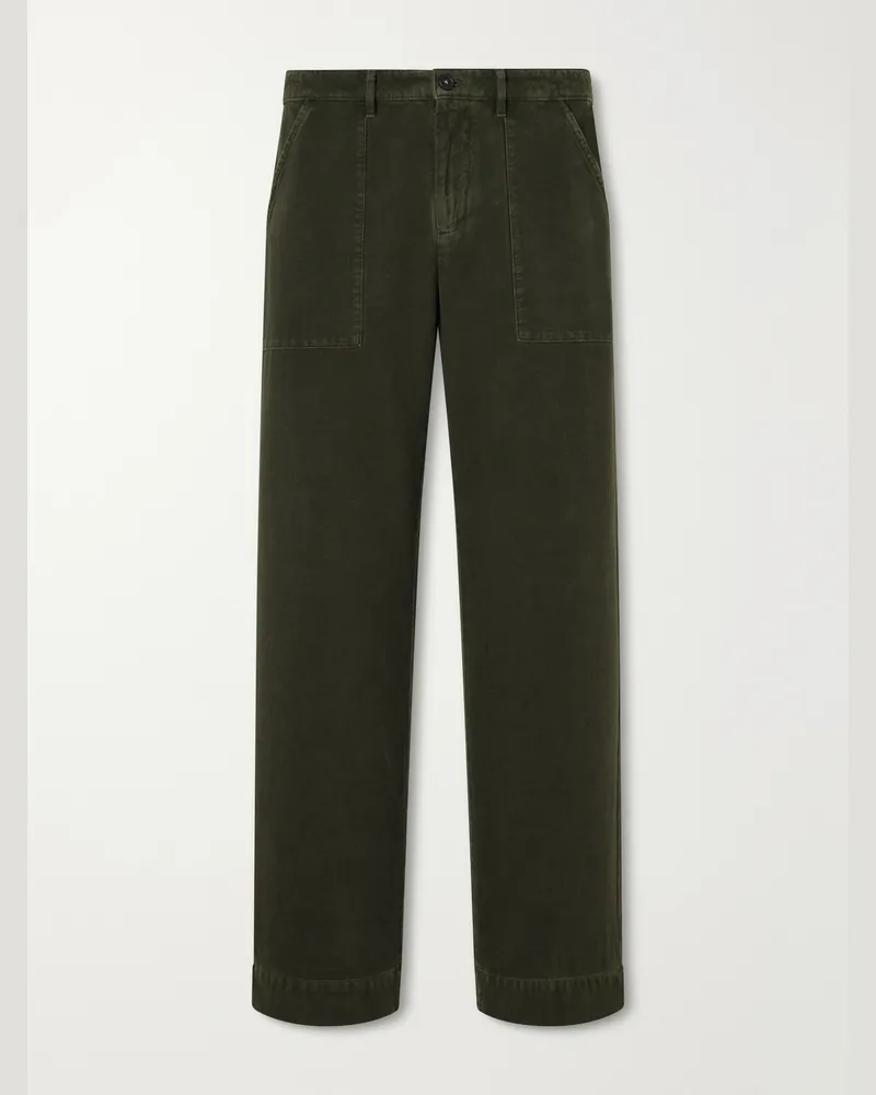 Massimo Alba New Regata Straight-Leg Brushed Cotton Trousers Green