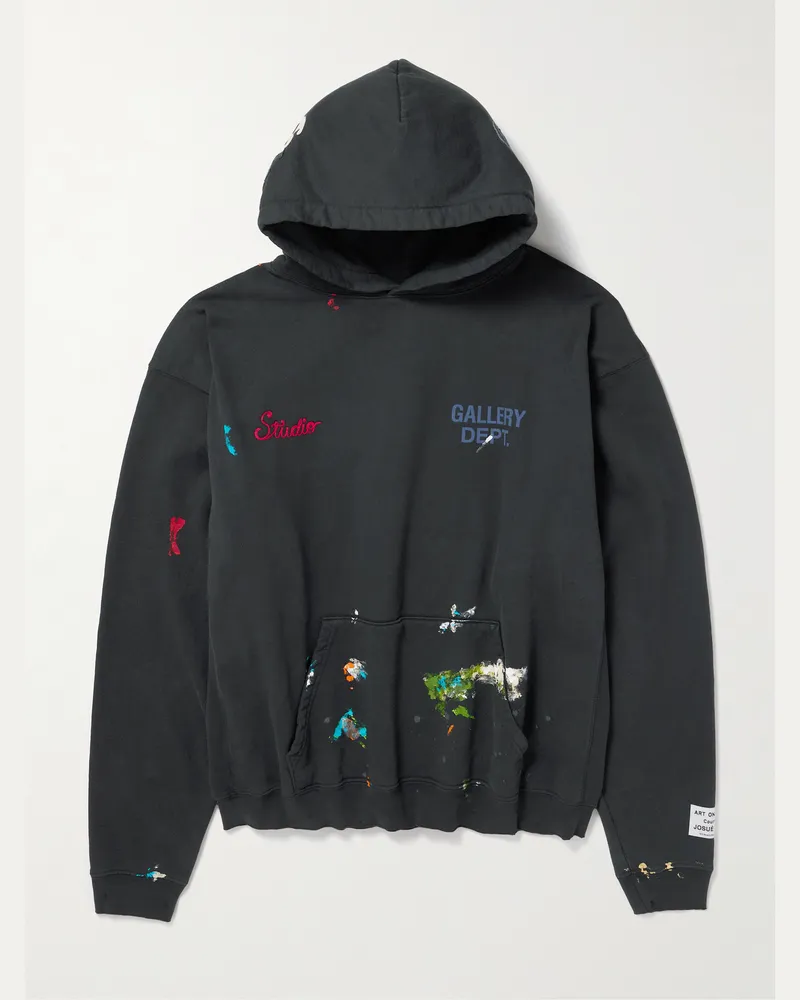 GALLERY DEPT. Hoodie aus Baumwoll-Jersey mit Verzierungen und Farbspritzern Schwarz