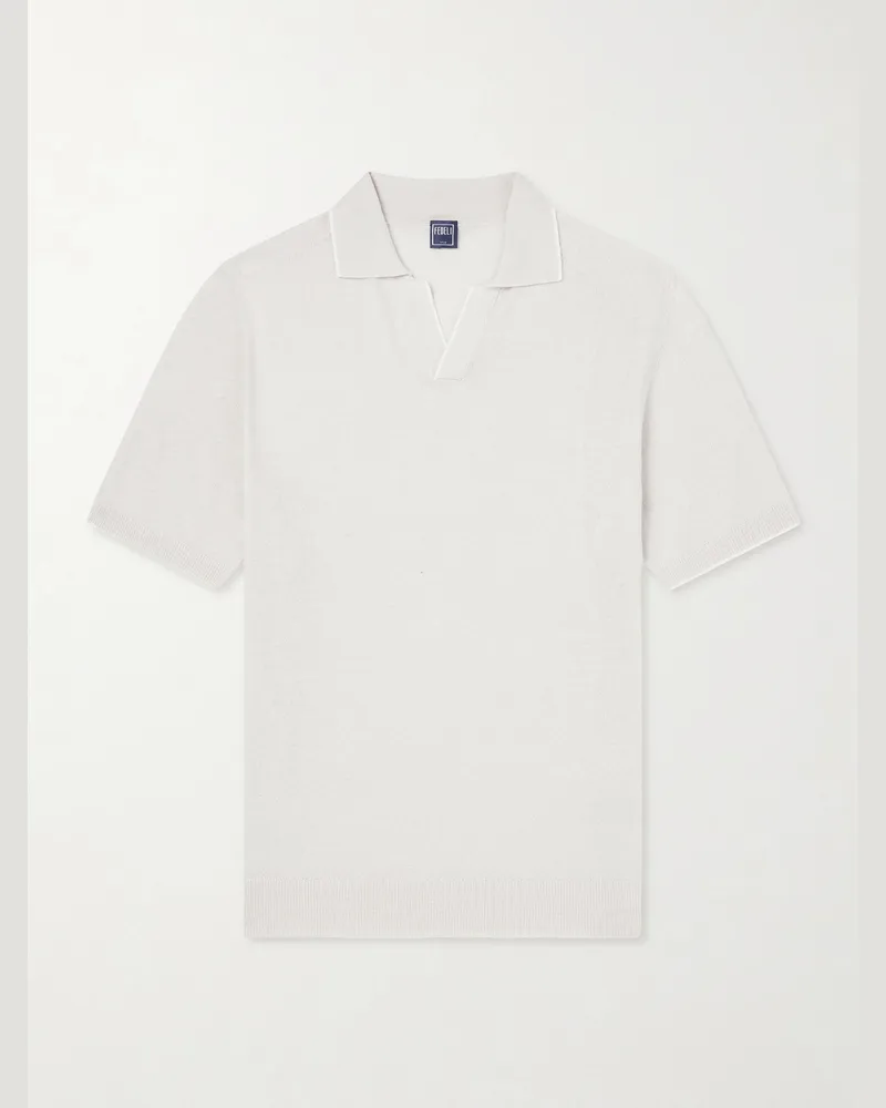 Fedeli Delta Linen and Cotton-Blend Polo Shirt Neutrals