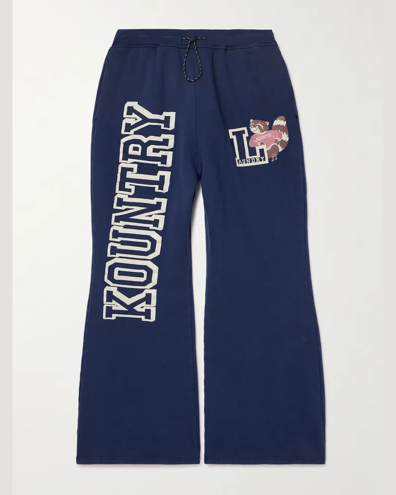 KAPITAL Jogginghose aus Jersey aus einer Baumwollmischung mit Print Blau