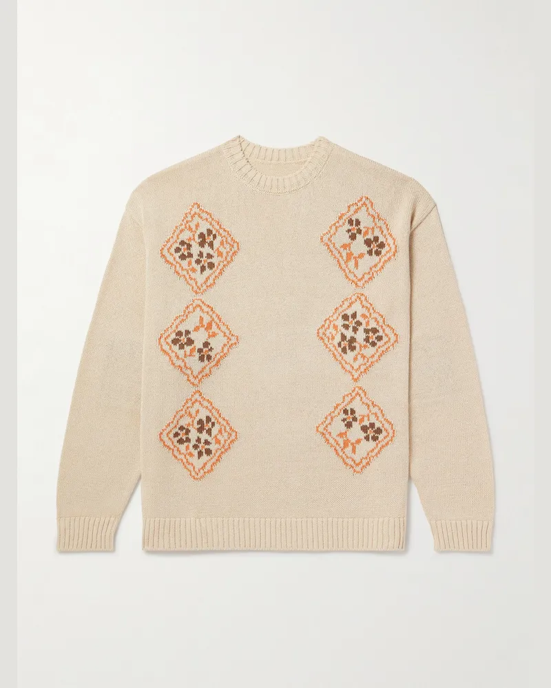 KAPITAL Kookei Pullover aus Jacquard-Strick aus einer Baumwollmischung Neutral