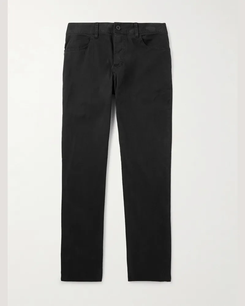 James Perse Straight-Leg Brushed Cotton-Blend Twill Trousers Black