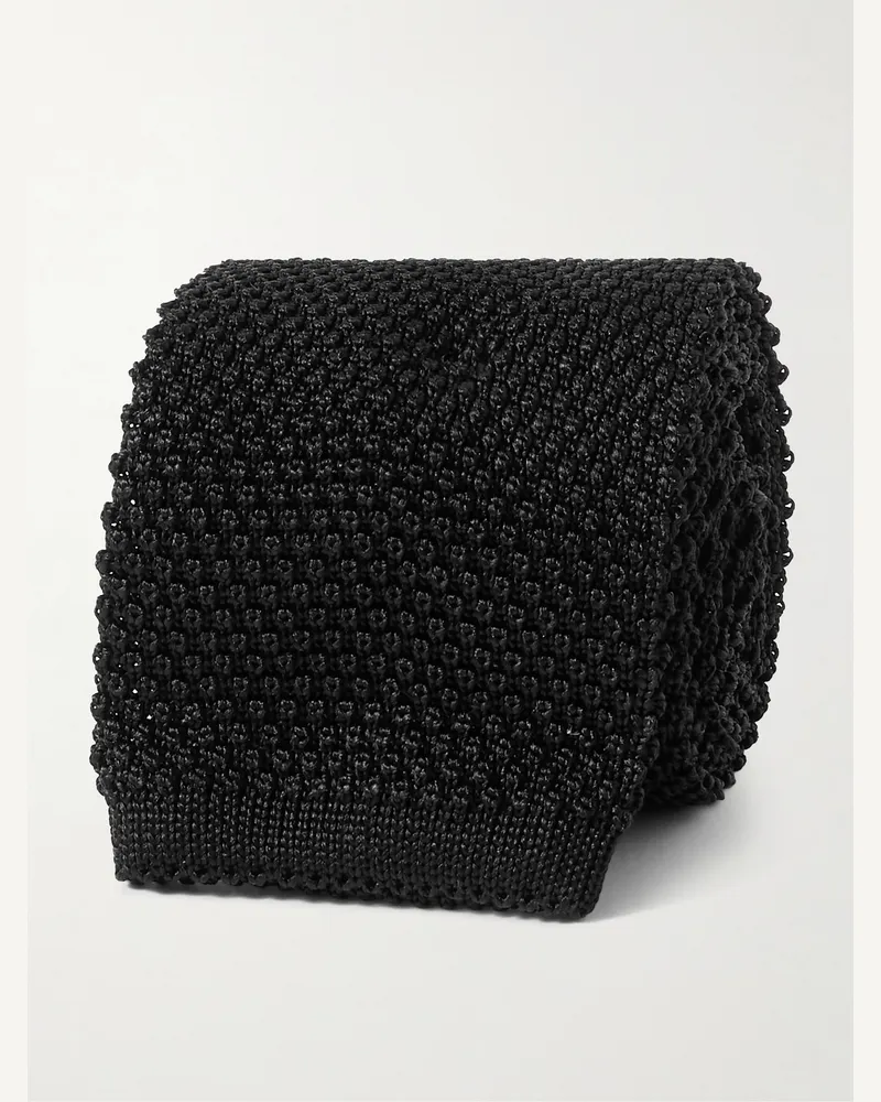 Brunello Cucinelli Krawatte aus Seidenstrick, 7 cm Schwarz