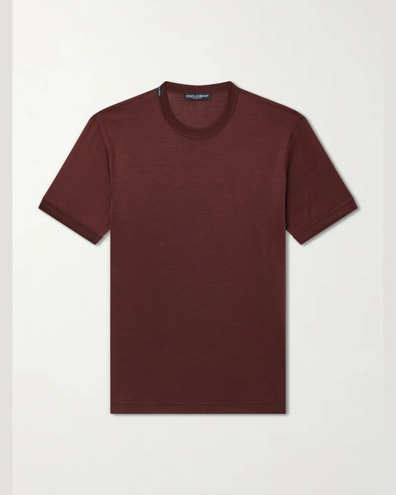 Dolce & Gabbana Silk-Jersey T-Shirt Red
