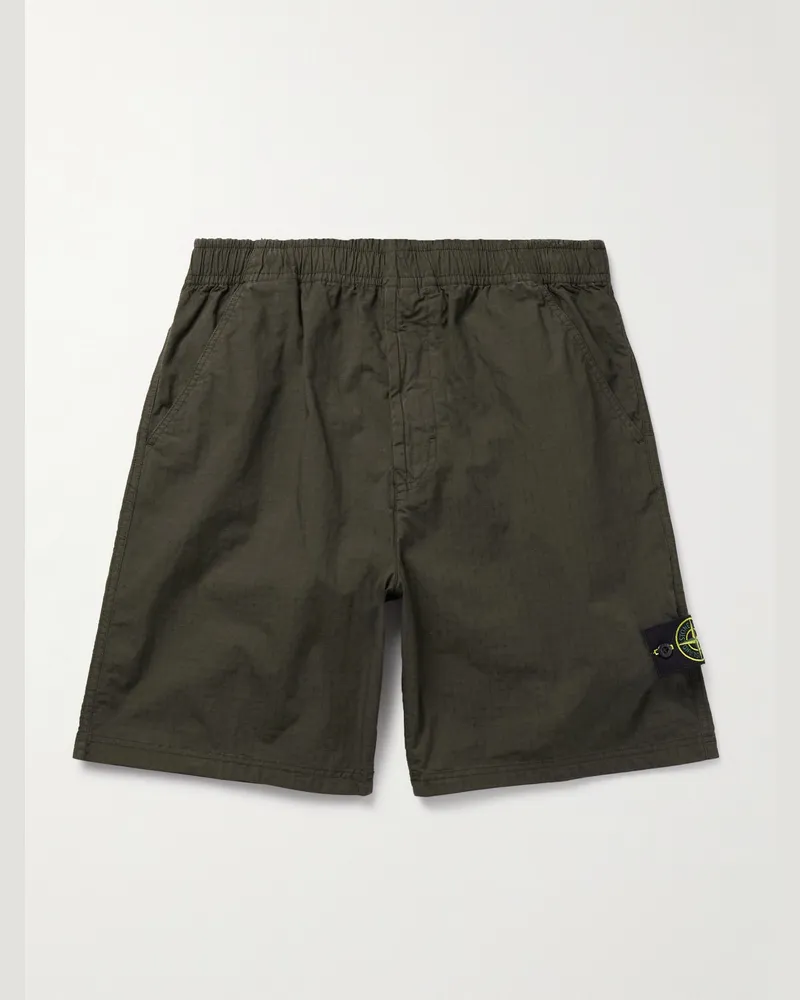 Stone Island Gerade geschnittene Shorts aus Stretch-Ripstop-TC mit Logodetail in Stückfärbung Grün