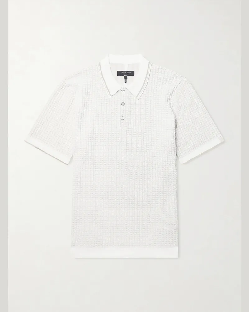Rag & Bone Harvey Ribbed Cotton-Blend Polo Shirt White