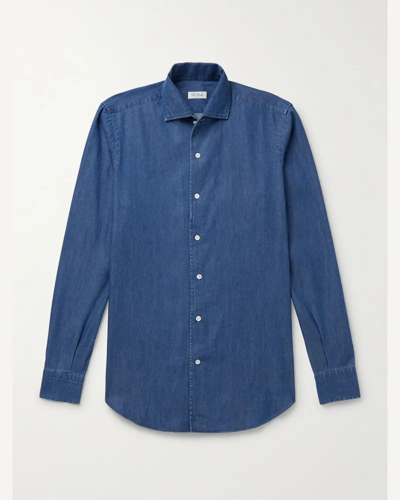 De Petrillo Hemd aus Baumwoll-Chambray Blau