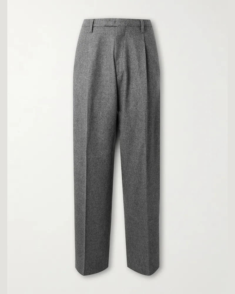 Boglioli Straight-Leg Pleated Virgin Wool-Twill Suit Trousers Gray