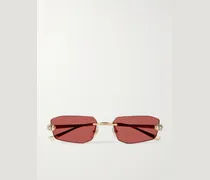 Panthère de Cartier Rimless Rectangle-Frame Gold-Tone Sunglasses