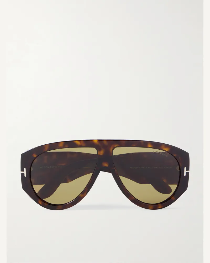 Tom Ford Bronson Pilotensonnenbrille aus Azetat in Schildpattoptik Horn