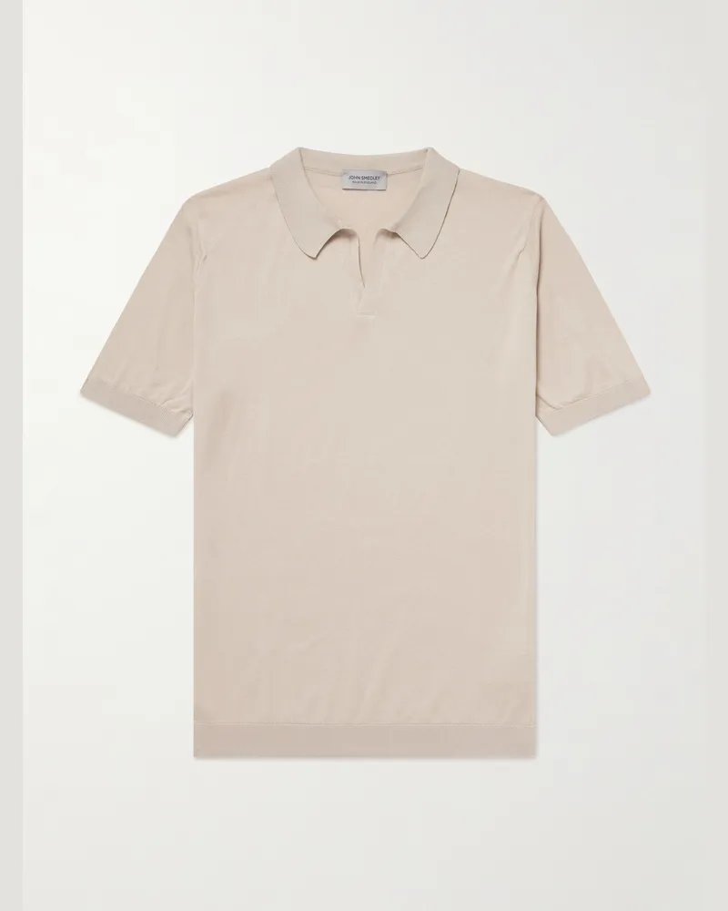 John Smedley Noah Sea Island Cotton Polo Shirt Neutrals