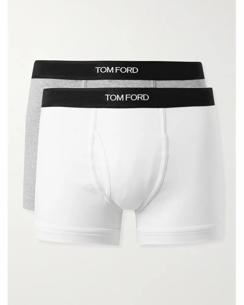 Tom Ford Set aus zwei Retropants aus Stretch-Baumwoll-Jersey Weiß