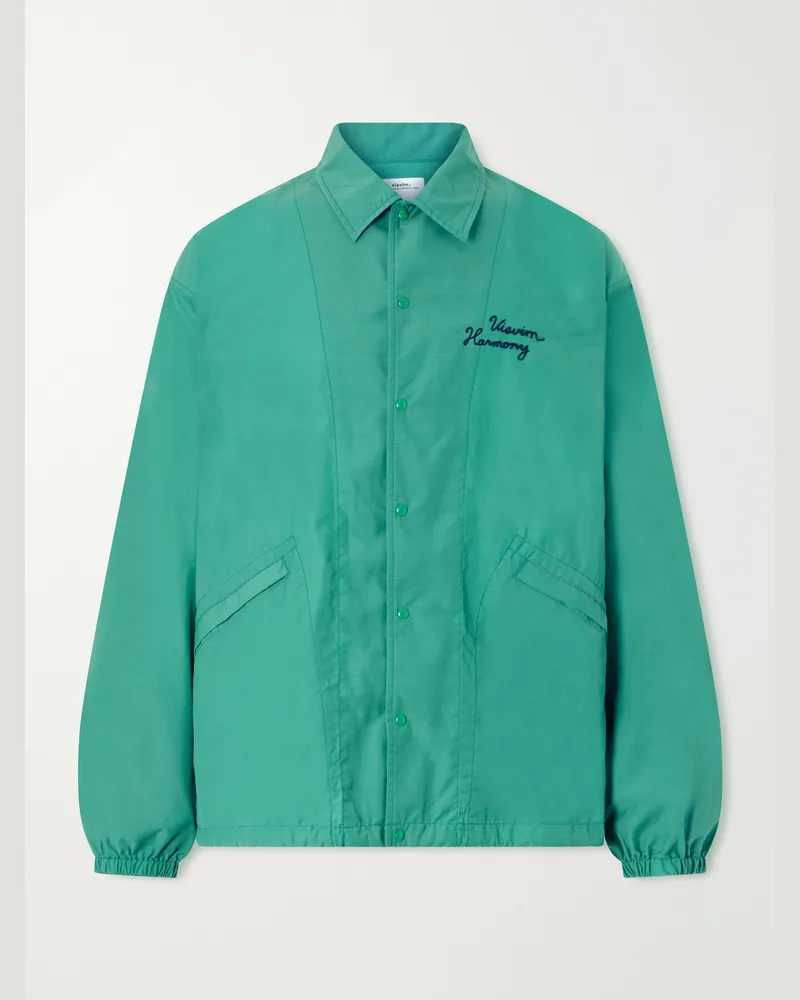 Visvim Windfall Embroidered Wool-Blend Jacket Green