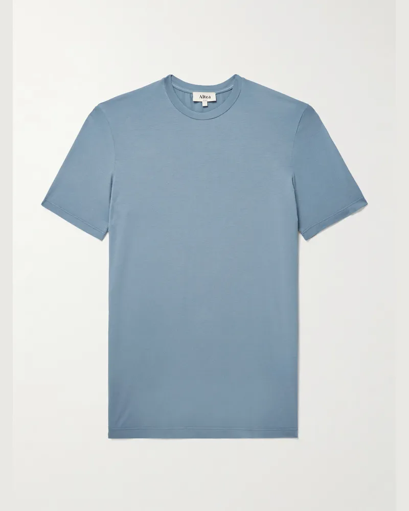 Altea Lewis schmal geschnittenes T-Shirt aus Stretch-Baumwoll-Jersey Blau