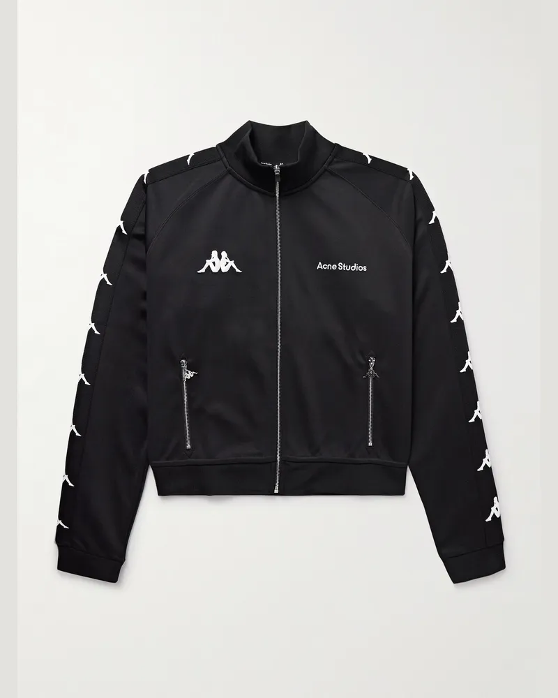 Acne Studios Kappa Trainingsjacke aus technischem Jersey mit Webband und Logostickerei Schwarz