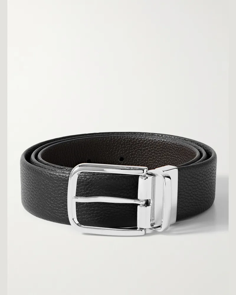 Anderson's 3.5cm Reversible Full-Grain Leather Belt Black