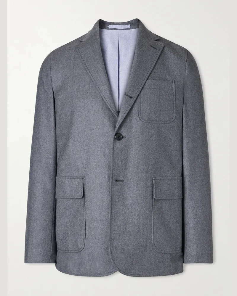 Beams Plus Wool-Blend Flannel Blazer Gray