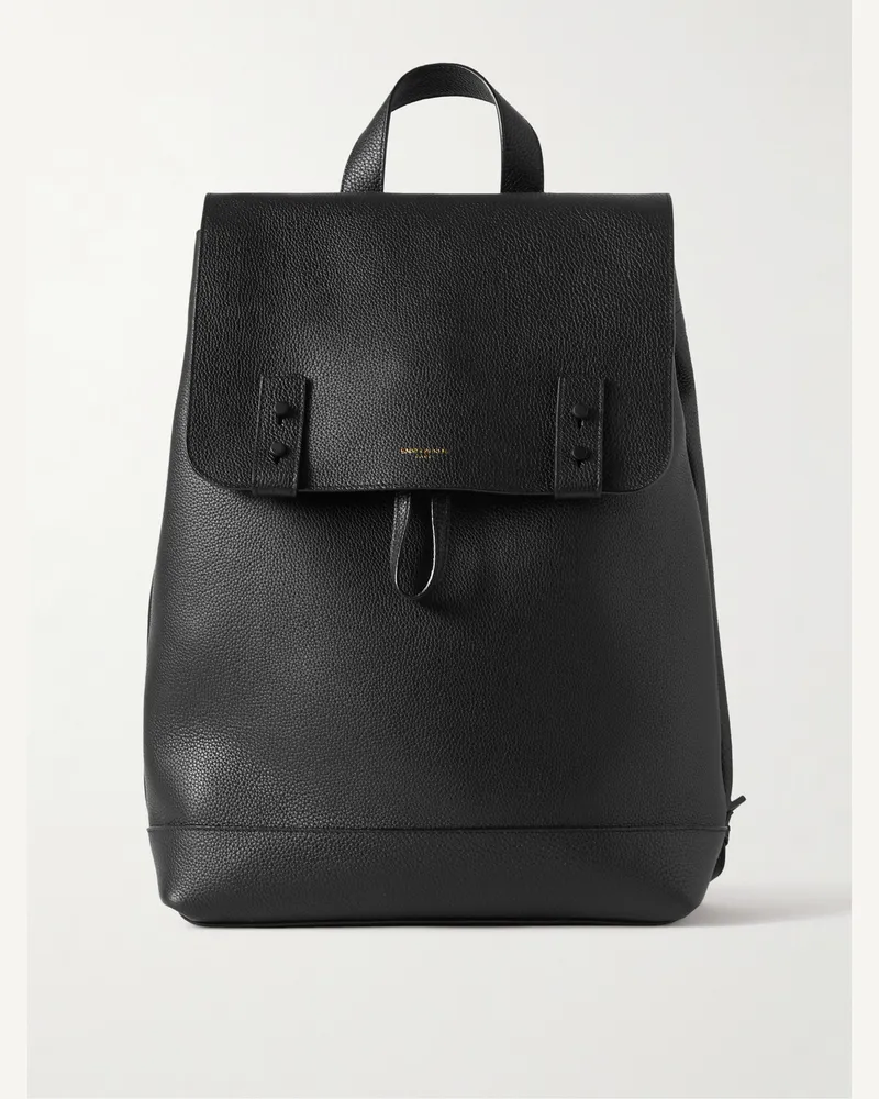 Saint Laurent Full-Grain Leather Backpack Black