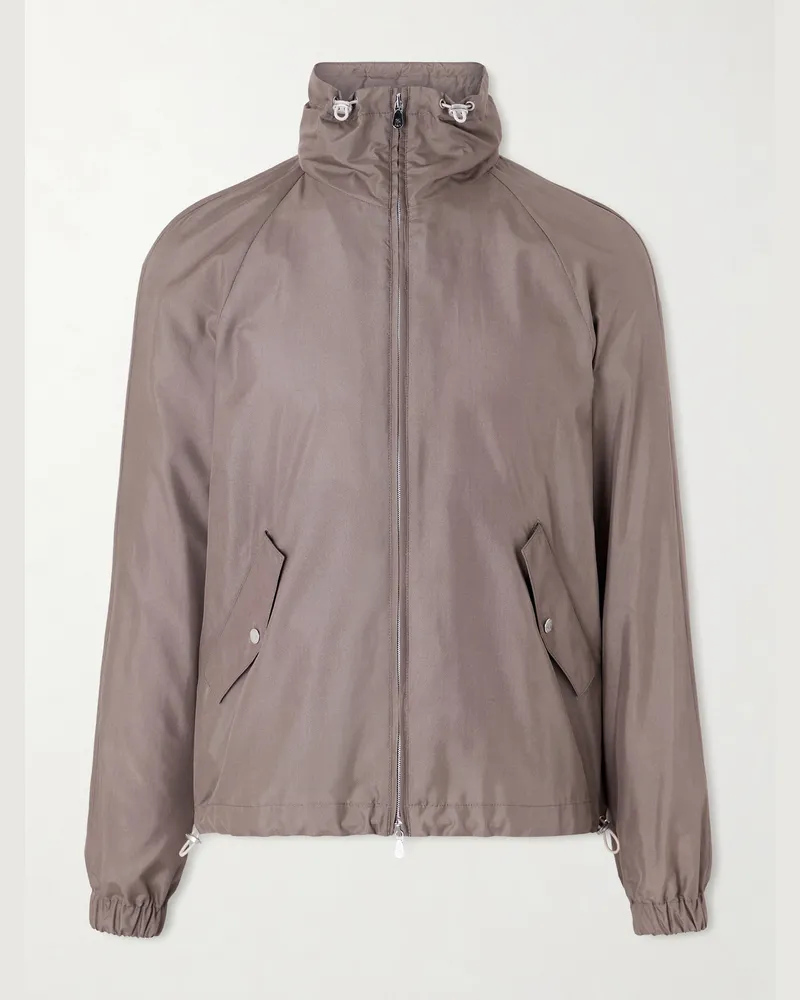 Brunello Cucinelli Silk-Blend Bomber Jacket Brown