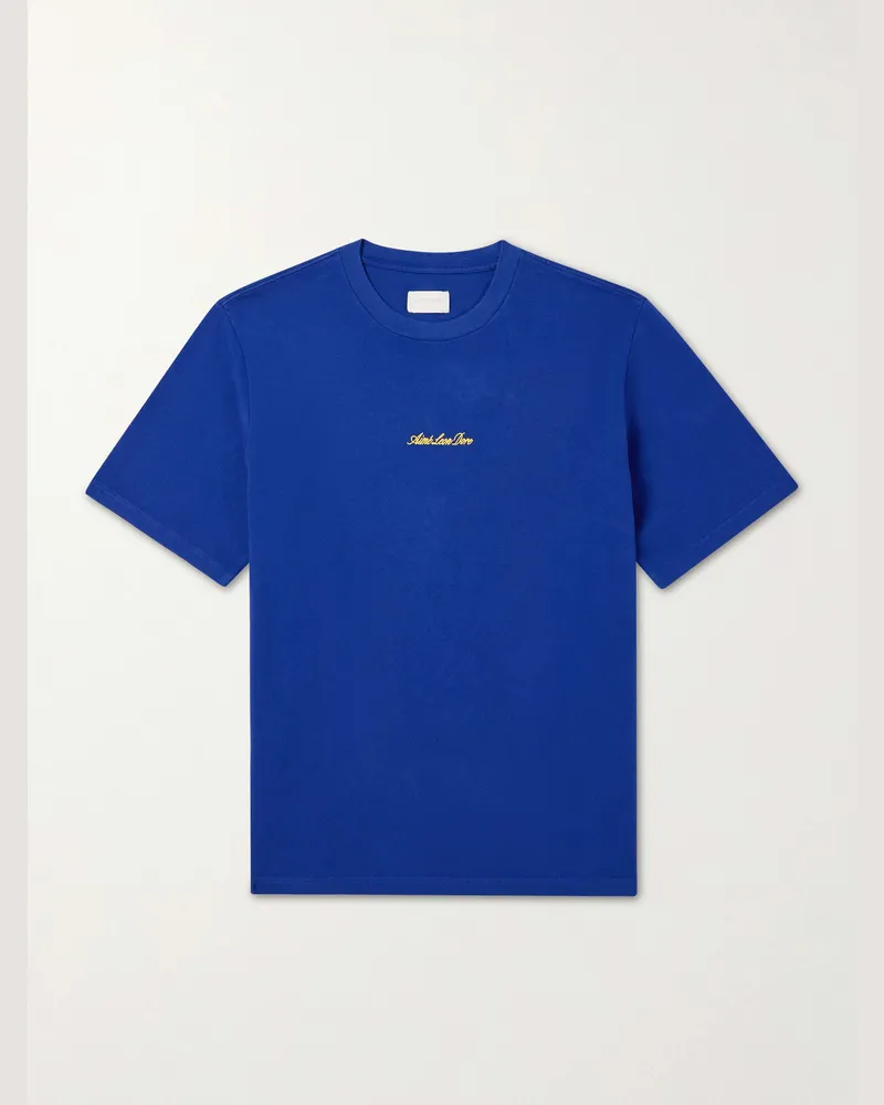 Aimé Leon Dore Logo-Embroidered Cotton-Jersey T-Shirt Blue