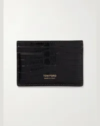 Tom Ford Kartenetui aus Leder mit Krokodileffekt Schwarz