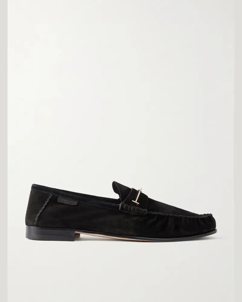 Tom Ford Ripley Embellished Suede Loafers Black