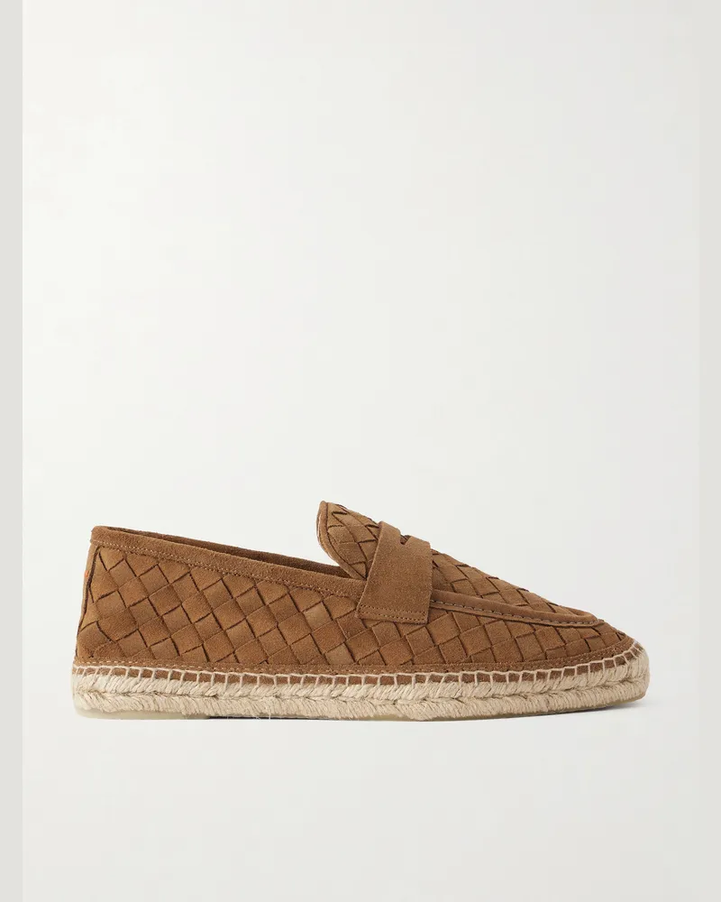 Castañer Nilo Woven Suede Espadrilles Brown