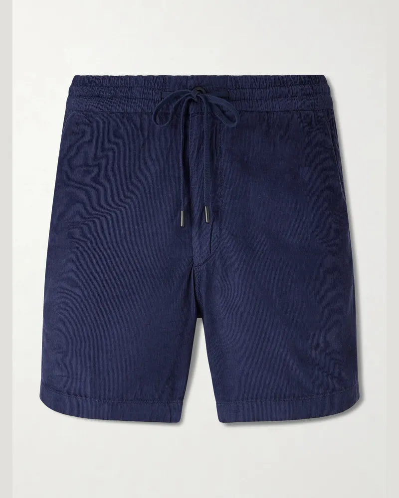 Slowear Gerade geschnittene Shorts aus Baumwollcord mit Kordelzugbund Blau