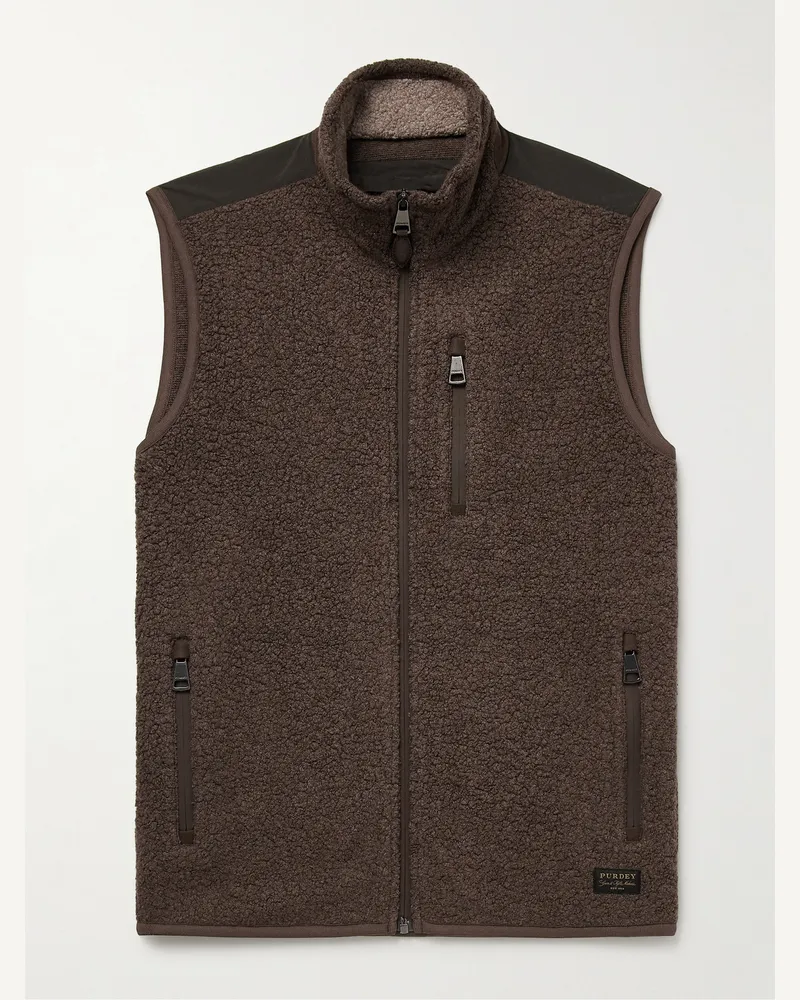 PURDEY Shell-Trimmed Bouclé Gilet Brown