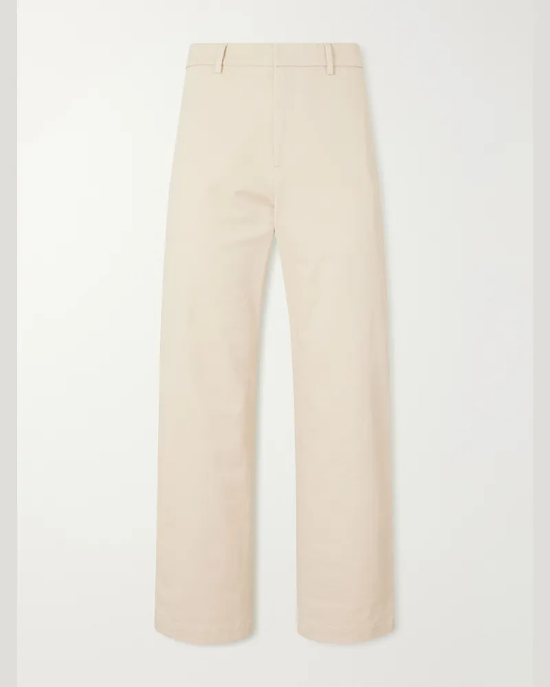 BARENA Wide-Leg Cotton-Blend Gabardine Trousers Neutrals