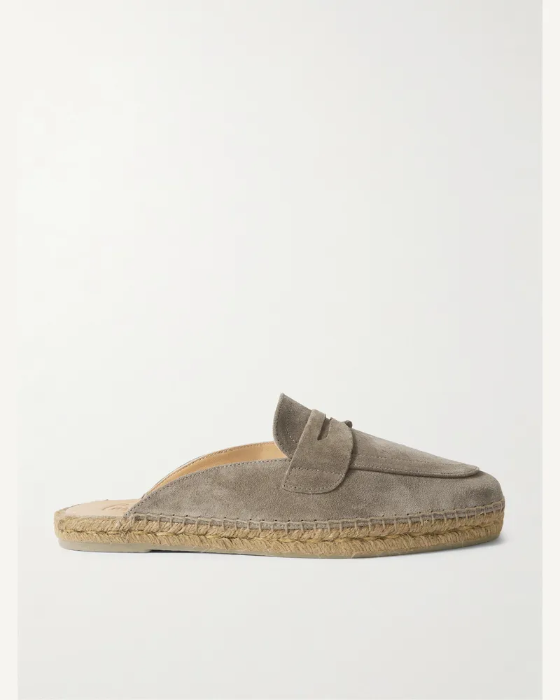Castañer Nando Suede Backless Espadrilles Gray
