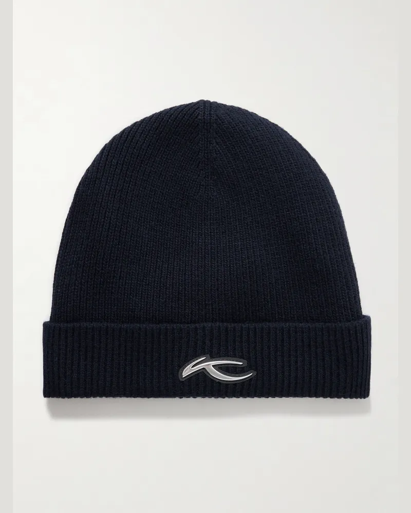 Kjus Logo-Appliquéd Ribbed-Knit Beanie Blue