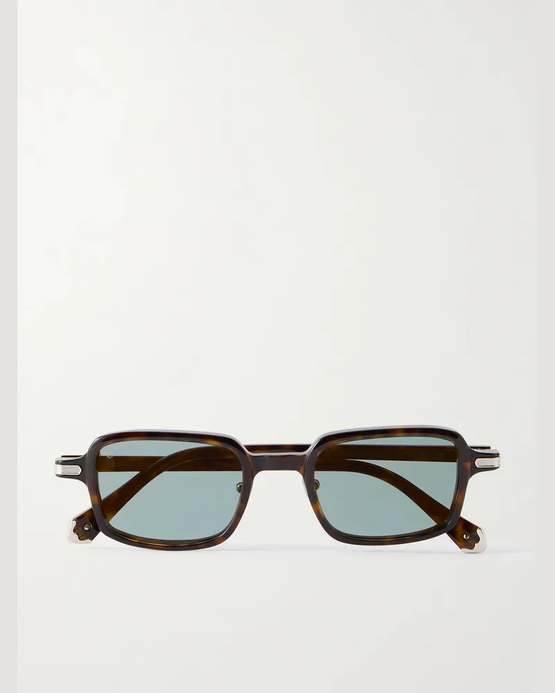Cartier Godron Square-Frame Tortoiseshell Acetate Sunglasses Tortoiseshell
