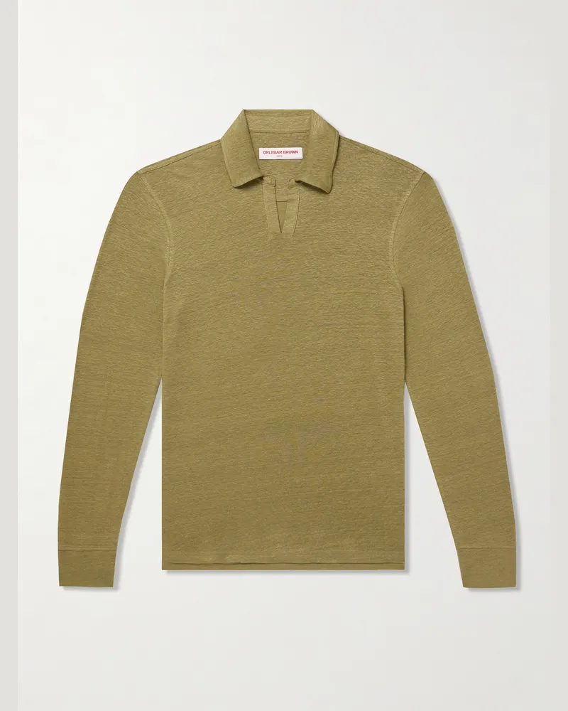 Orlebar Brown Felix Oberteil aus Leinen-Jersey mit Polokragen Grün