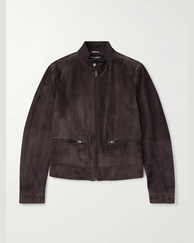 Dolce & Gabbana Jacke aus Veloursleder Braun