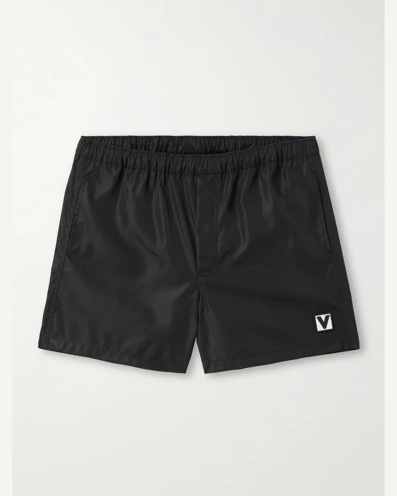 Valentino Garavani Gerade geschnittene mittellange Badeshorts mit Logoapplikation Schwarz