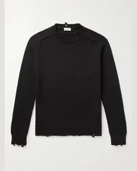 Saint Laurent Pullover aus Baumwolle in Distressed-Optik Schwarz