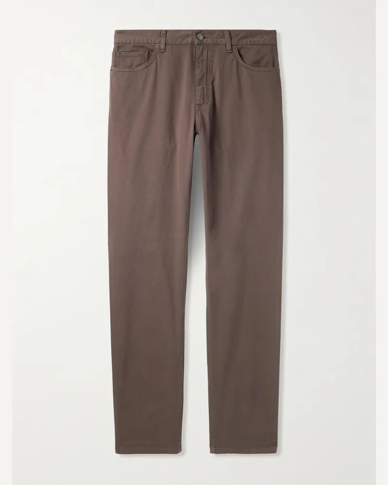 Ermenegildo Zegna City Slim-Fit Garment-Dyed Jeans Brown