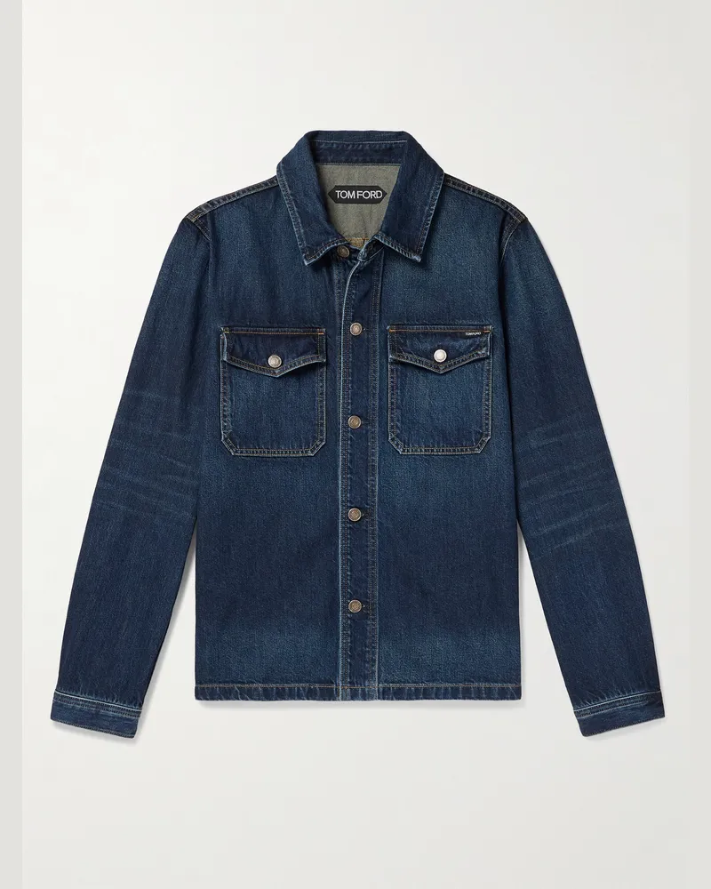 Tom Ford Hemdjacke aus Denim Blau