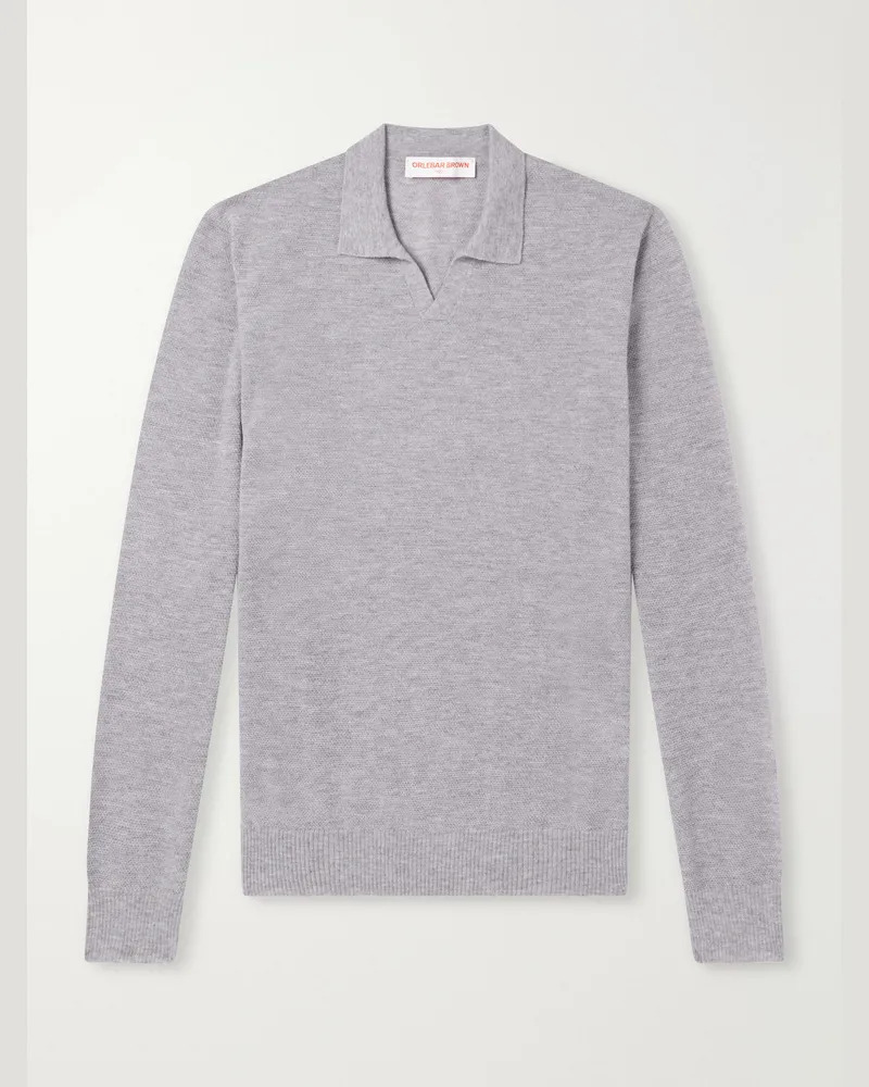 Orlebar Brown Bresson Cashmere Polo Shirt Gray