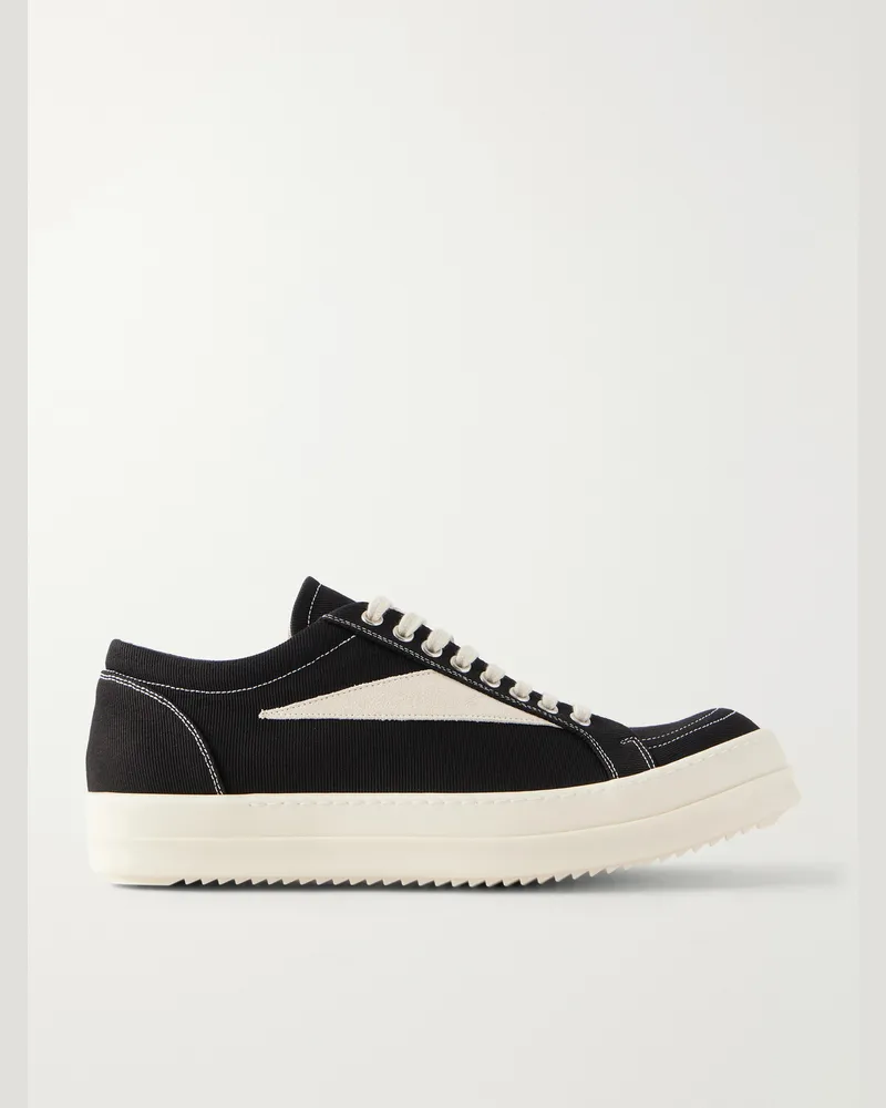 DRKSHDW by Rick Owens Vintage Suede-Trimmed Denim Sneakers Black