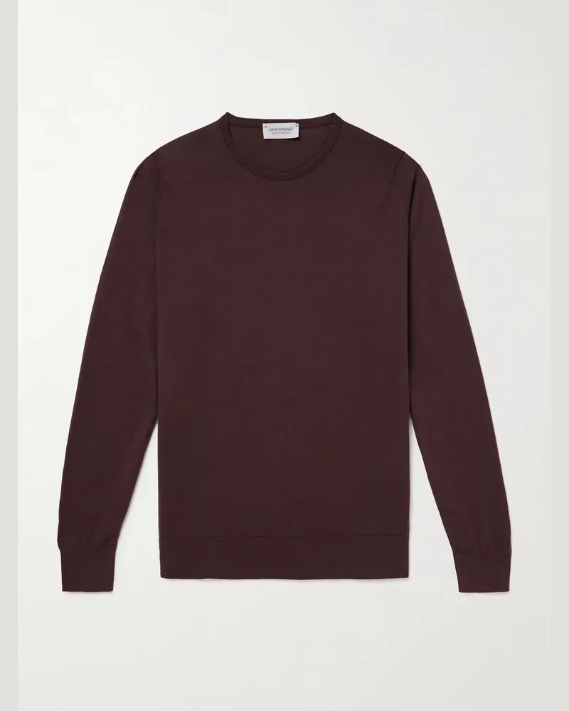 John Smedley Hatfield schmal geschnittener Pullover aus Sea-Island-Baumwolle Braun