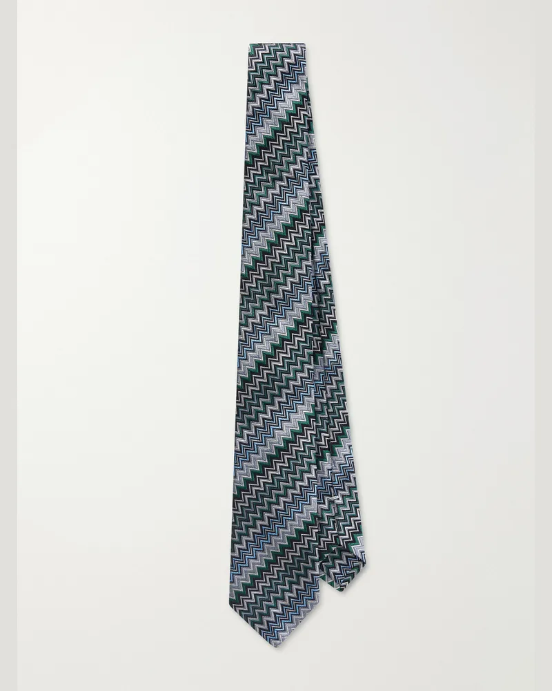 Missoni 7cm Crochet-Knit Silk Tie Blue