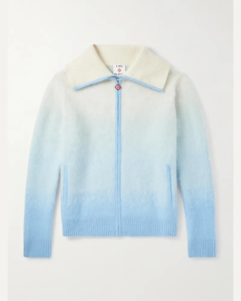 Casablanca Paris Fluffy Jacke aus Strick mit Farbverlauf und Reißverschluss Blau