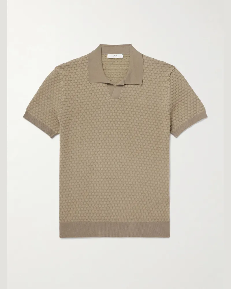MR P. Honeycomb-Knit Cotton Polo Shirt Brown